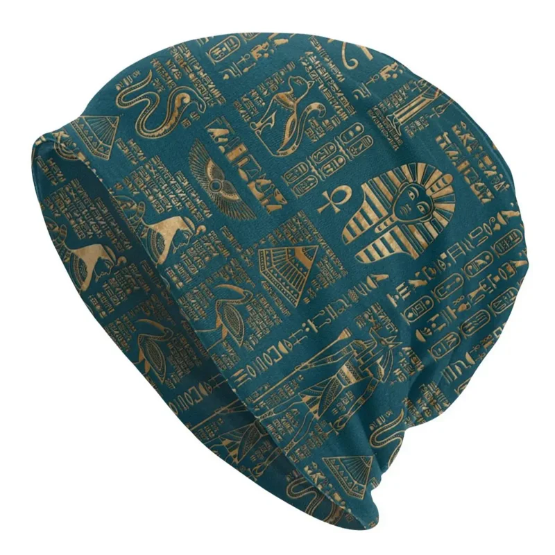 

Egyptian Hieroglyphs Deities Beanies Caps Unisex Bonnet Winter Knit Hat Adult Ancient Egypt Pharaoh Beanie Hats Outdoor Ski Cap