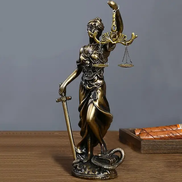 Sculpture en Cuivre de la Déesse de la Justice, Ornements en Résine de Bureau, Statue de la Déesse de la Justice pour Enseignant 2