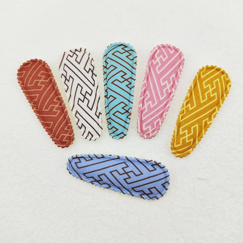 

60Pcs 5.5CM Strip Fabric Hair Clip Cover Padded Appliques For Clothes Sewing Supplies DIY Headwear Hair Clip Bow Decor Patches