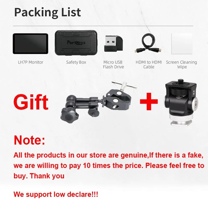 Portkeys LH7P 7 Inch 1000nits Wireless Camera Control Mointor 4K HDMI-Compatibled Full Touch Screen 3D LUT Studio Field Monitor