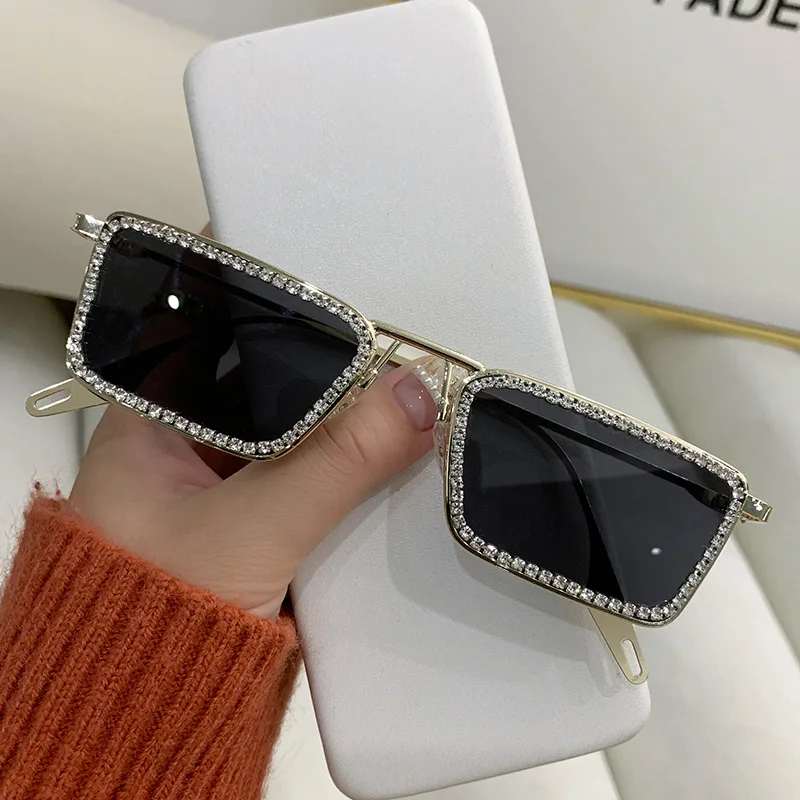 Retro Rimless Sunglasses Women Sunglasses Square Frame Metal Frame