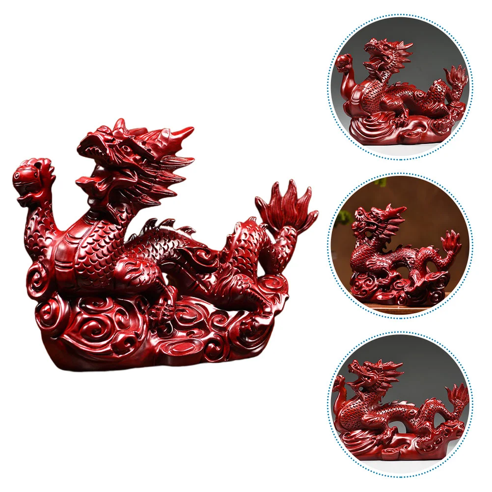 

Chinese Feng Shui Dragon Statue Wooden Carved 2024 New Year The Dragon Mascot Sculpture Zodiac Animal Figurine Luck Success Home