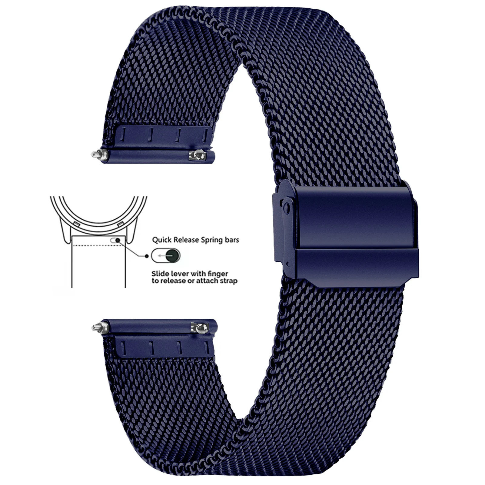 Sleek Mesh Milanese Stainless Steel Quick Release Watch Band - Adjustable Sizes