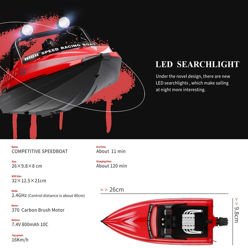 WLtoys WL917 RC valas, greitas greitis 16 km/h, LED