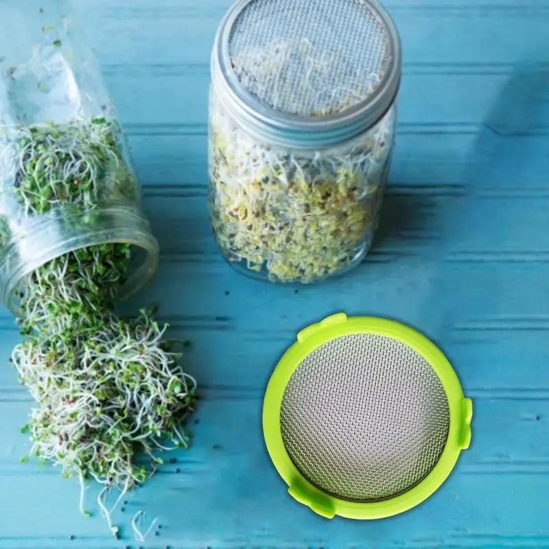 Mason Jar Strainer Lid Stainless Steel Sprouting Lids For Wide Mouth Mason Jars Microgreens Growing Kit For Bean Sprouts