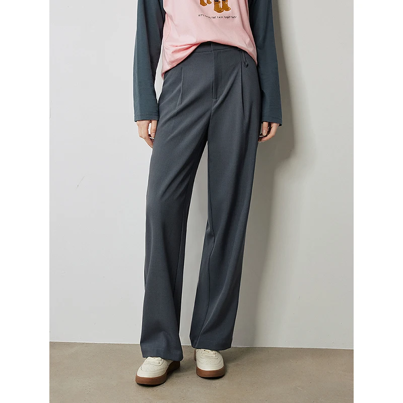 Women Casual Pants denim trousers women sweatpants women yoga pants Autumn High Waist Straight Wide Leg Ankle Length Trousers