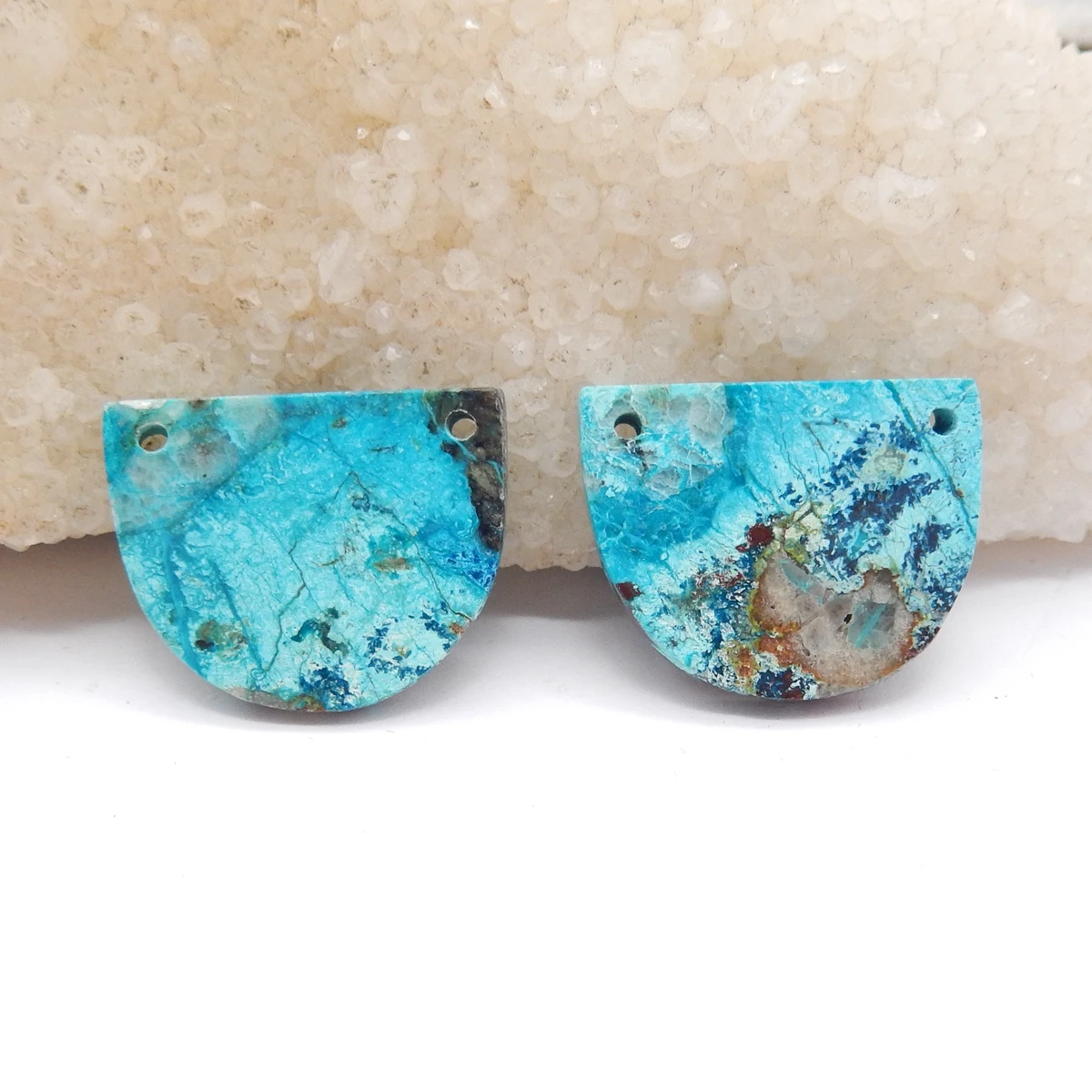 

Natural Chrysocolla Double Holes Earrings for Women, Gemstone Earrings Beads for Jewelry Making