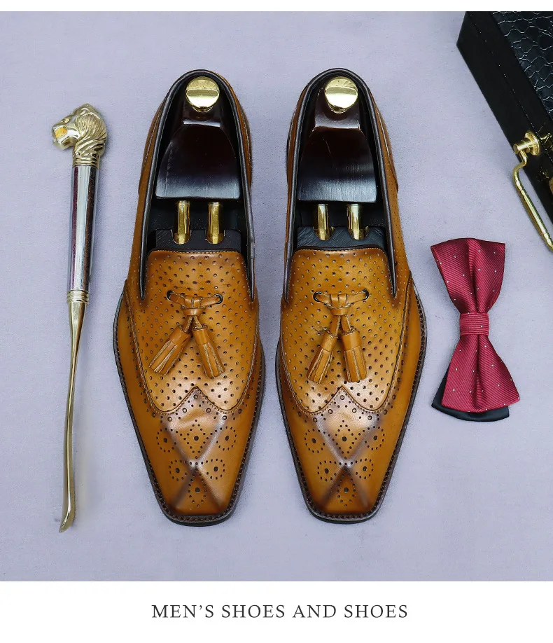 Men's Genuine Leather Tassel Loafers | Vintage Moccasins 38-46
