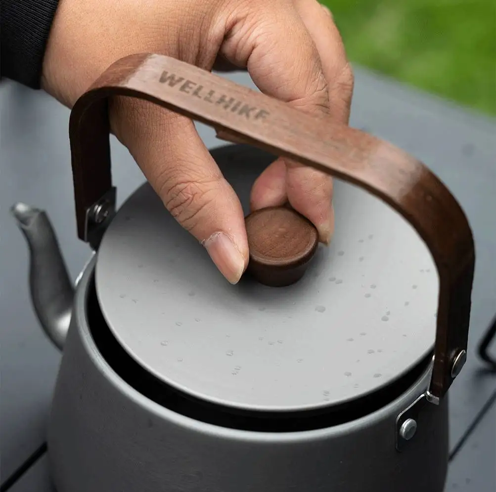 Outdoor Camping Travel Kettle 1.1L Portable Lightweight Picnic Aluminum Alloy Teapot Coffee Pot For Picnic Fishing