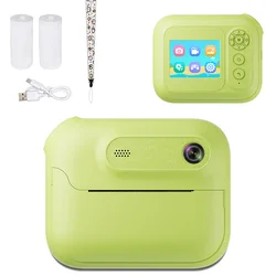 Instant Print Digital Camera for Kids with Video, MP3, and Games, USB Rechargeable Thermal Printer (Green)
