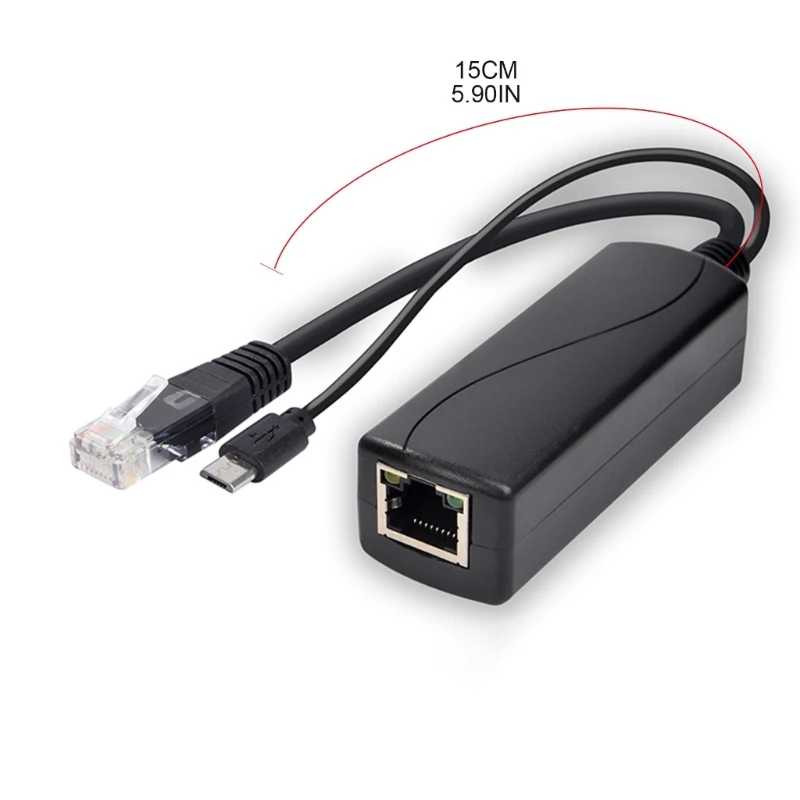 DC48V Input To DC5V Output POE Splitter POE Injector MicroUSB Type C DC5.5x2.1mm DC3.5x1.35mm Interface For IP Camera