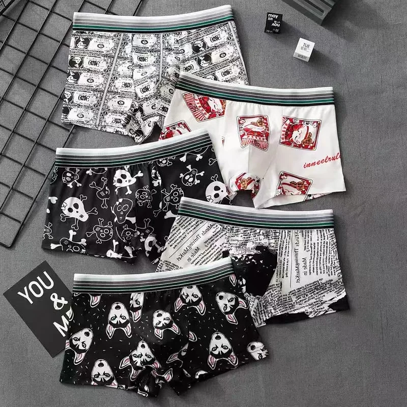 bóxer de dibujos animados para hombre, ropa interior suave, Sexy, 5 unids/lote| | - AliExpress