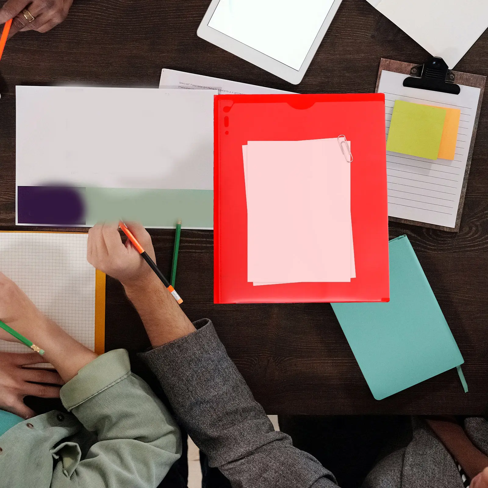 6개의 튼튼한 플라스틱 파일 폴더(2개의 포켓 포함) 사무실, 가정, 학교 문서 정리 및 종이 보관을 위한 매끄럽고 둥근 모서리