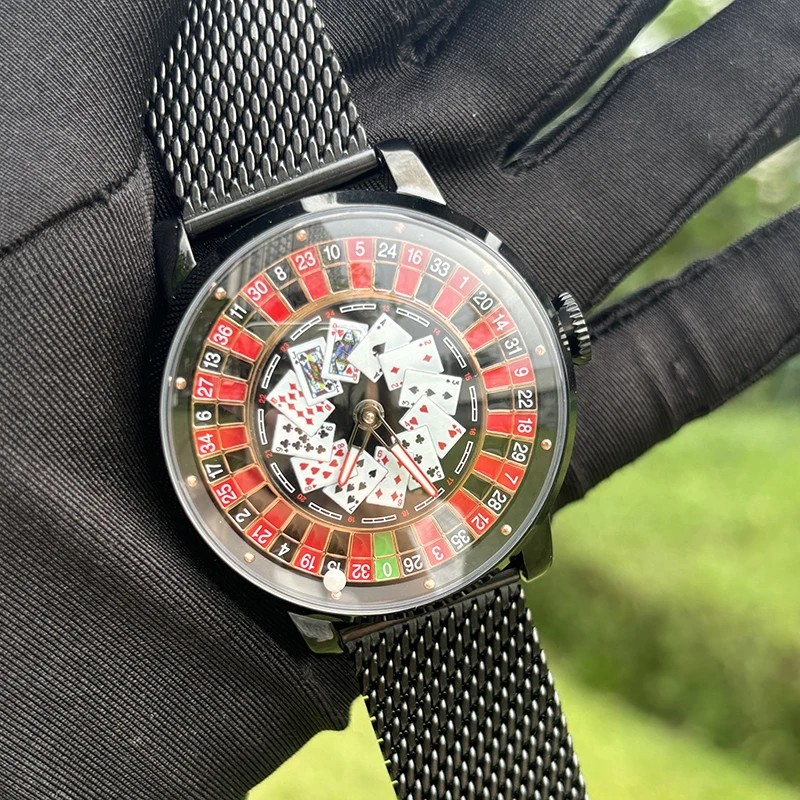 Richard Mechanical Watch NH36 Sapphire Glass Rotating Dial Las Vegas Roulette Desktop Theme Automatic Watch Men Texas Holdem mechanical watch