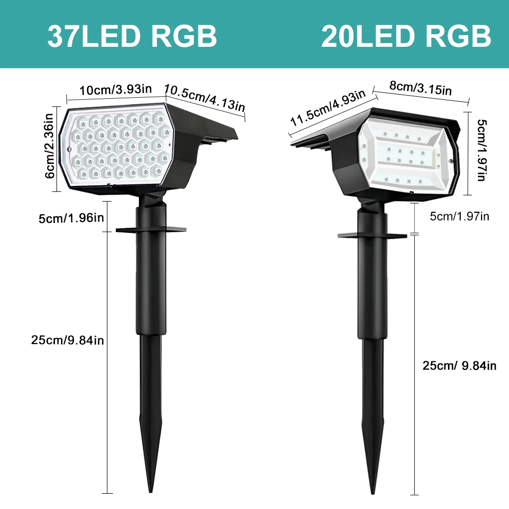 Vibrant Solar-Powered RGB Outdoor Spotlights - Waterproof Garden & Patio Decor