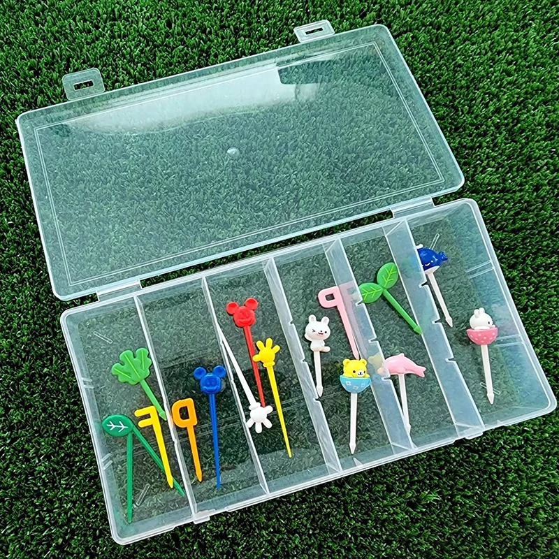 

Transparent Fruit Fork Storage Box Organizer Plastic Storage Case Adjustable Container For Kids Fruit Fork Organizer Display Box