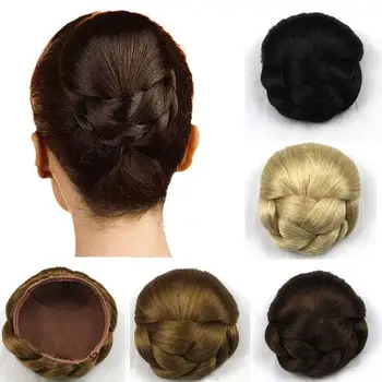 Estensione dei capelli per acconciatura Chignon da donna nero/marrone Updo pezzo di capelli Clip-In Bun