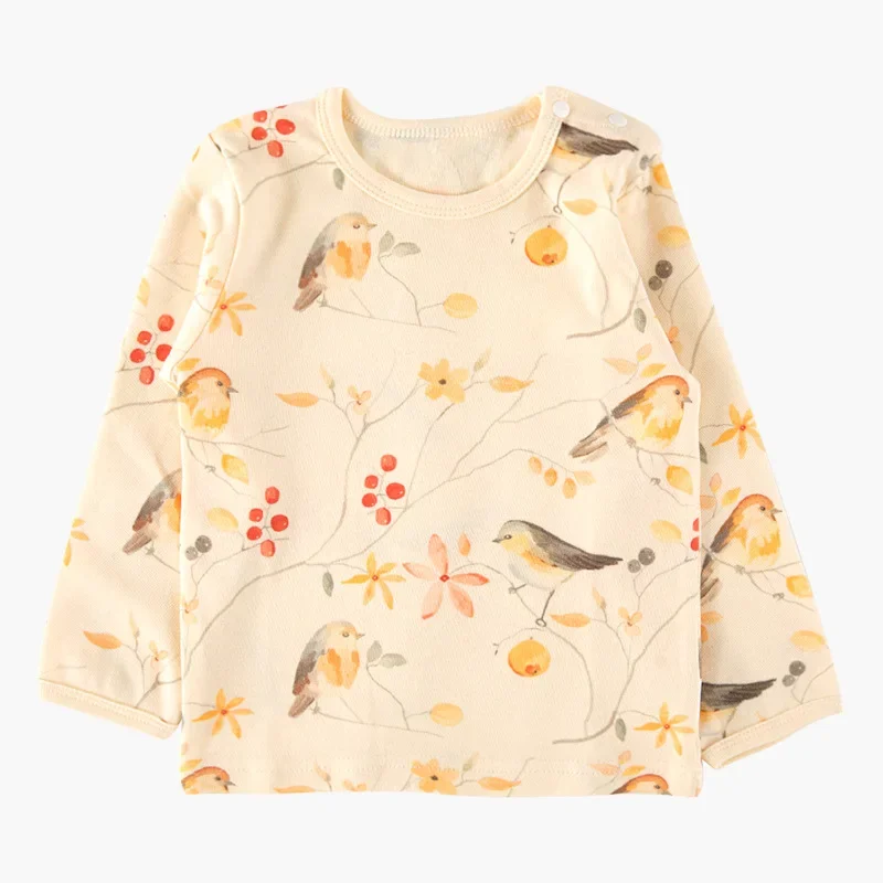 Autumn Winter Baby Boy Girl Pajamas O-neck Long Sleeve Pullover Top Elastic Waist Warm Pants Newborn Home Wear Nightgown E49275