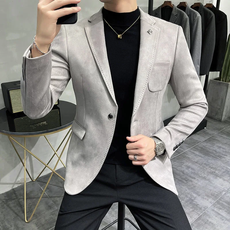Men Suits Jackets Deerskin Leather Jacket Blazer Men