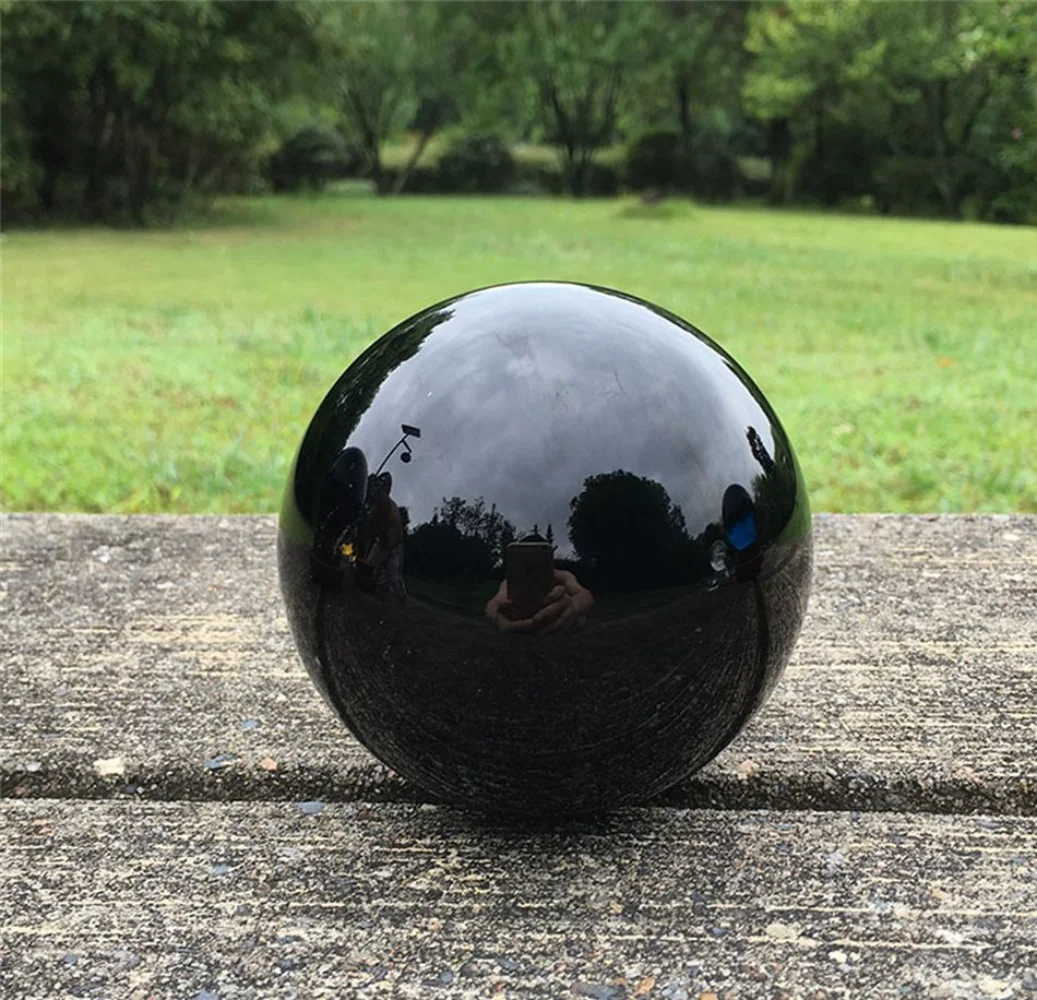 Sphère d'obsidienne noire naturelle, boule de cristal polie, sphère Citrofeng Shui de guérison de charbon, décoration sans base