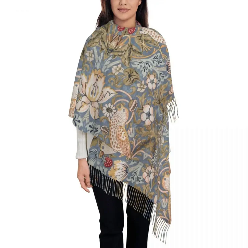 

Мягкая шаль с цветочным рисунком Вильяма Морриса с изображением клубничного кража, зимние женские шарфы