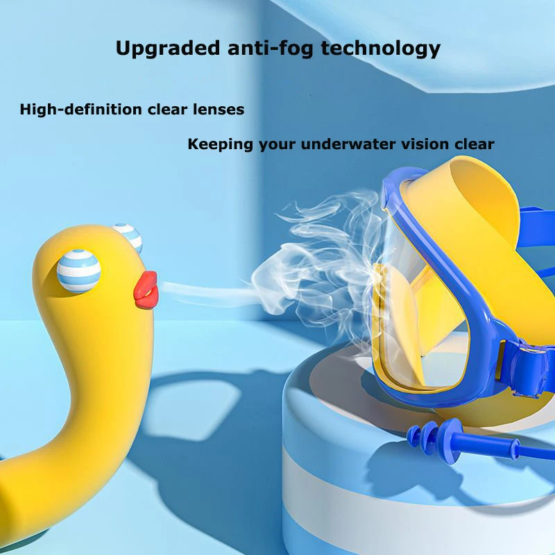 Children's Large Frame Swimming Goggles Hd Anti-Fog Waterproof Wide Viewing Angle BoysAnd Girls Swimming Comfortable Wearing Set