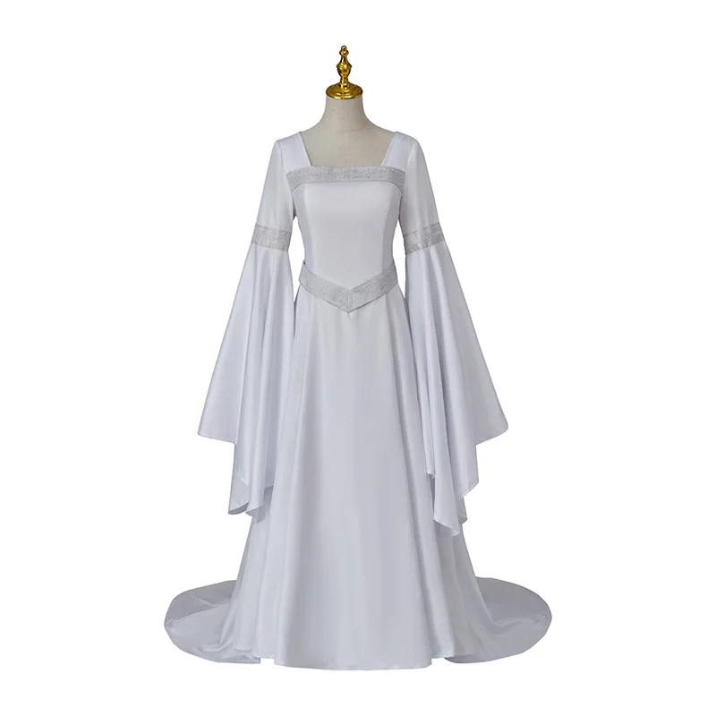 

Medieval Europe White Dress Adult Women Costume Retro Belle Gown Halloween Carnival Party Custom Made