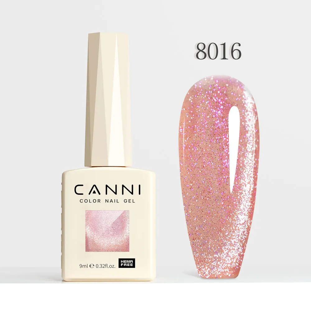 CANNI Super Glossy Glitter Cat Eye Nail Gel Polish - Hema Free Diamond Top Coat, Semi-Permanent UV LED Varnish