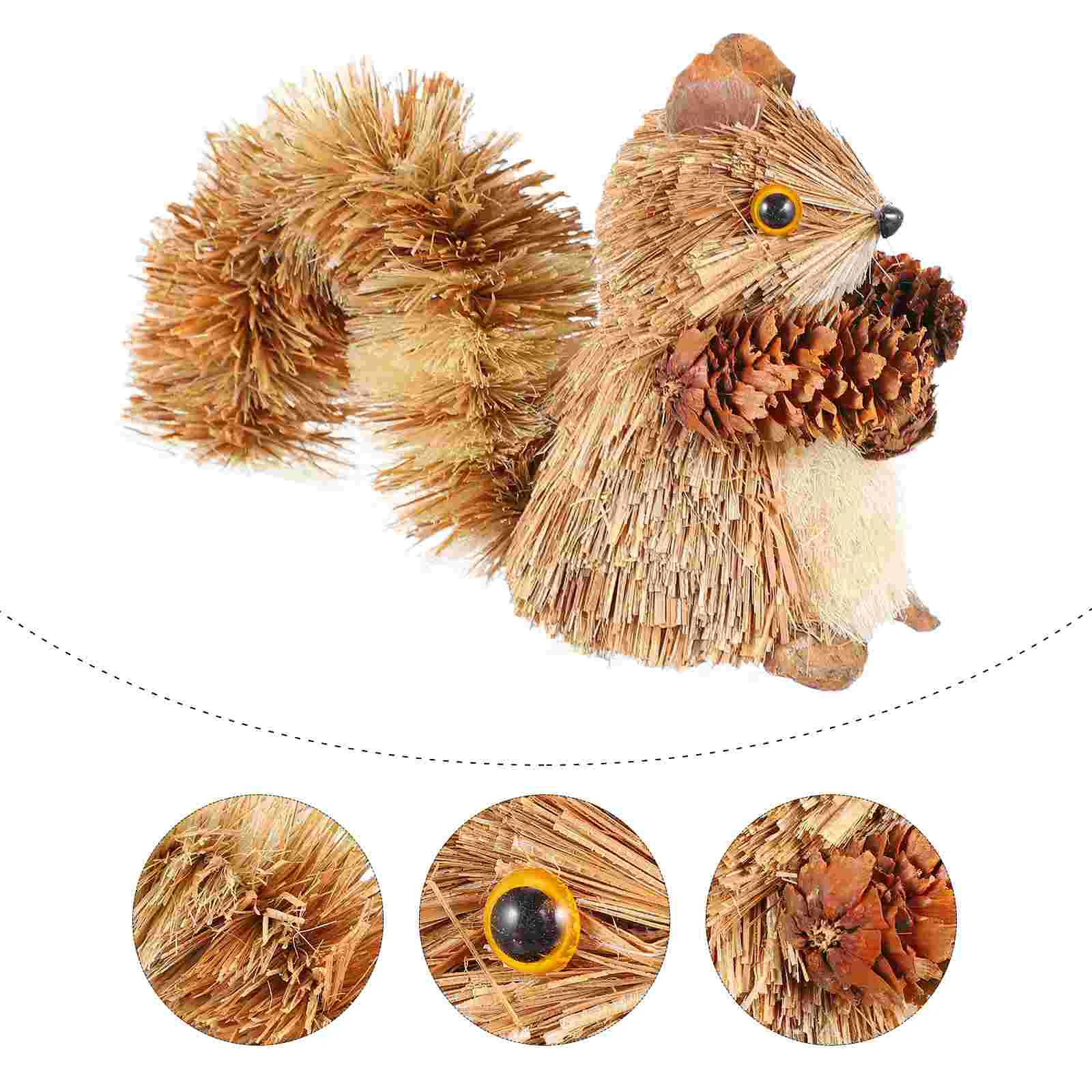 

Christmas Squirrel Ornaments DIY Woven Artware Garden Statue Animals Model Straw Quiz