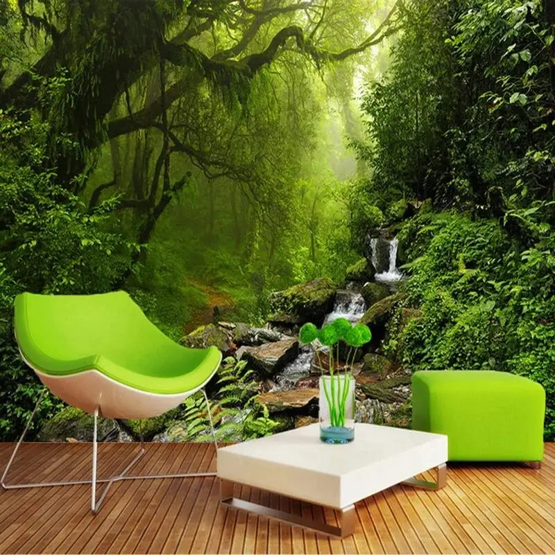 

Custom Photo Mural Green Forest Nature Landscape 3D Non-woven Embossed Wallpaper For Living Room Bedroom Decoration Wall Murals