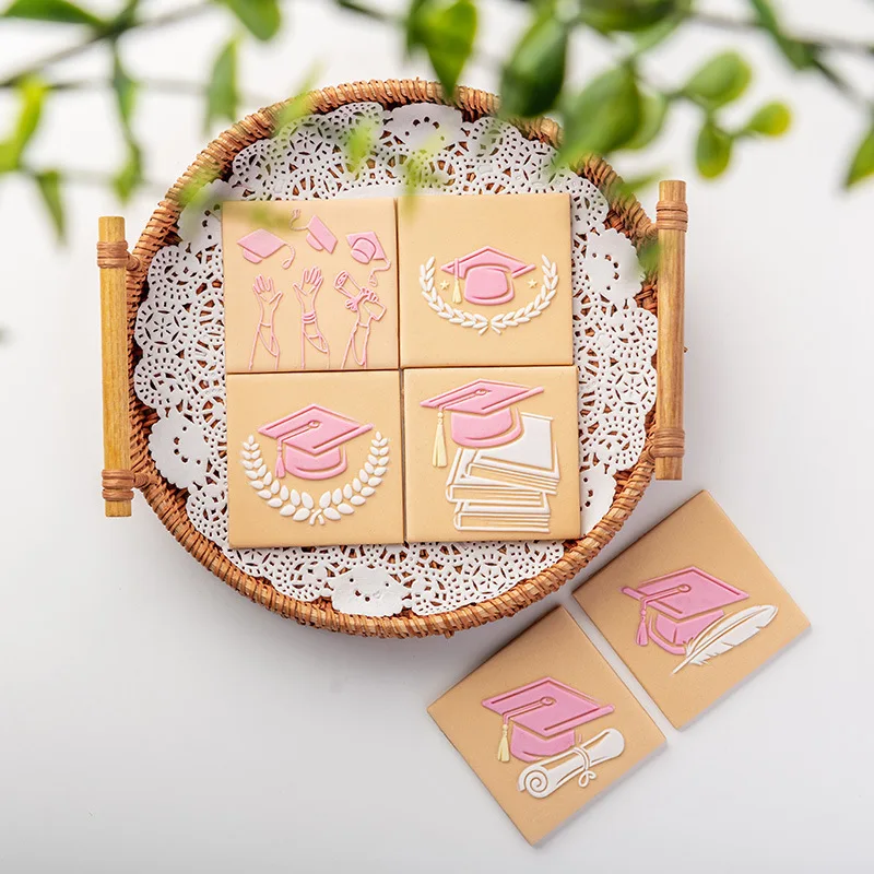 New Graduation Season Biscuit Mold Cartoon Medal Bachelor Hat Embossing Press Mould Cookie Cutter Uniform Cake Baking Tools