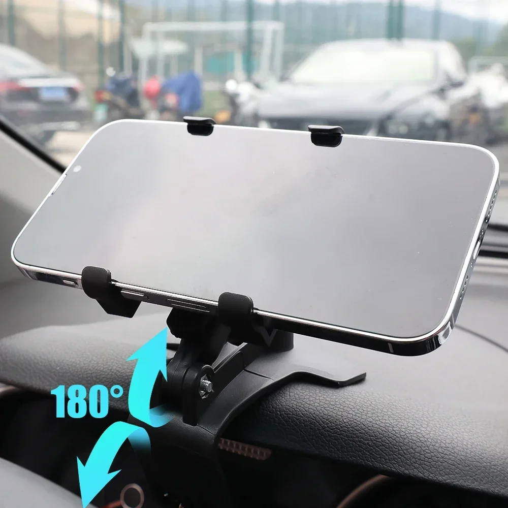 Black ABS Car Phone Holder with 360 Degree Rotation for 3-7 Inch Smartphones