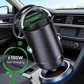 Caricabatterie da auto USB da 100 W tipo C, adattatore per telefono a ricarica rapida QC3.0, presa per accendisigari per iPhone, Samsung, Xiaomi, Huawei