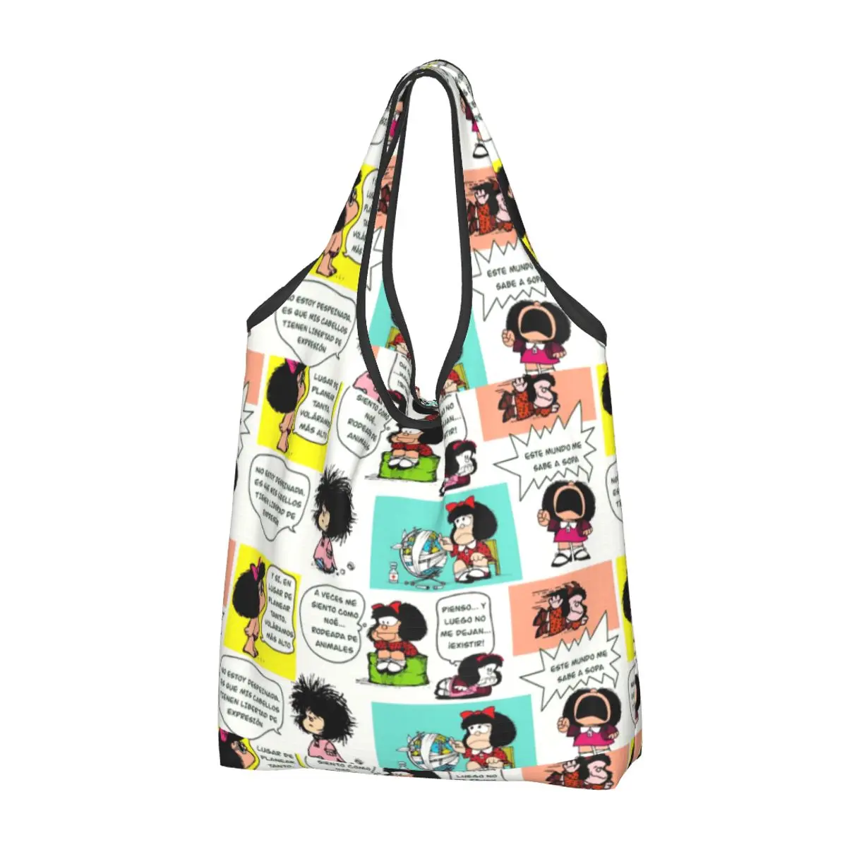 

Manga Quino Mafalda Groceries Shopping Bags Cute Shopper Tote Shoulder Bag Big Capacity Portable Kawaii Cartoon Handbag