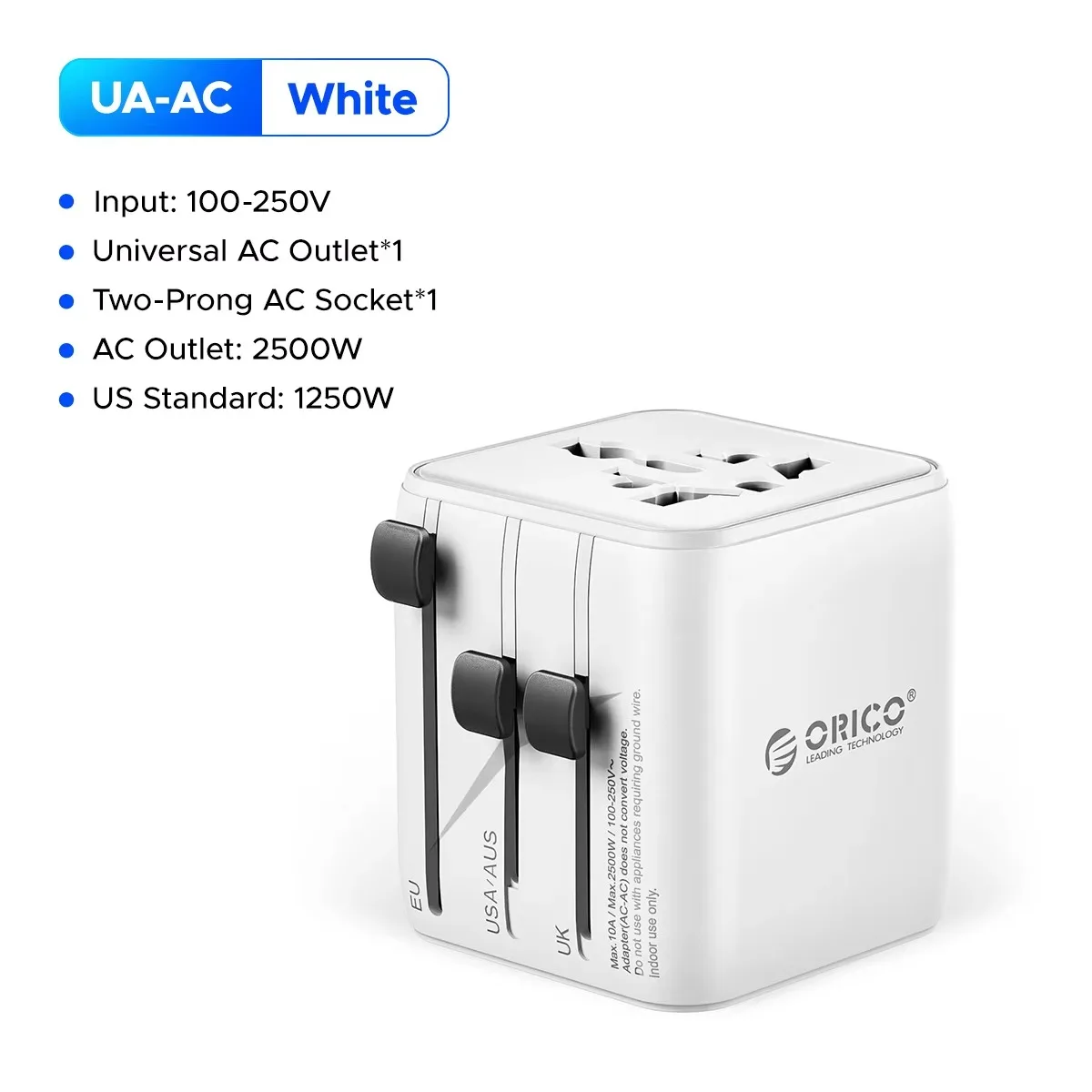 Universal Travel Adapter with 20W GaN Fast Charging and Dual USB Ports