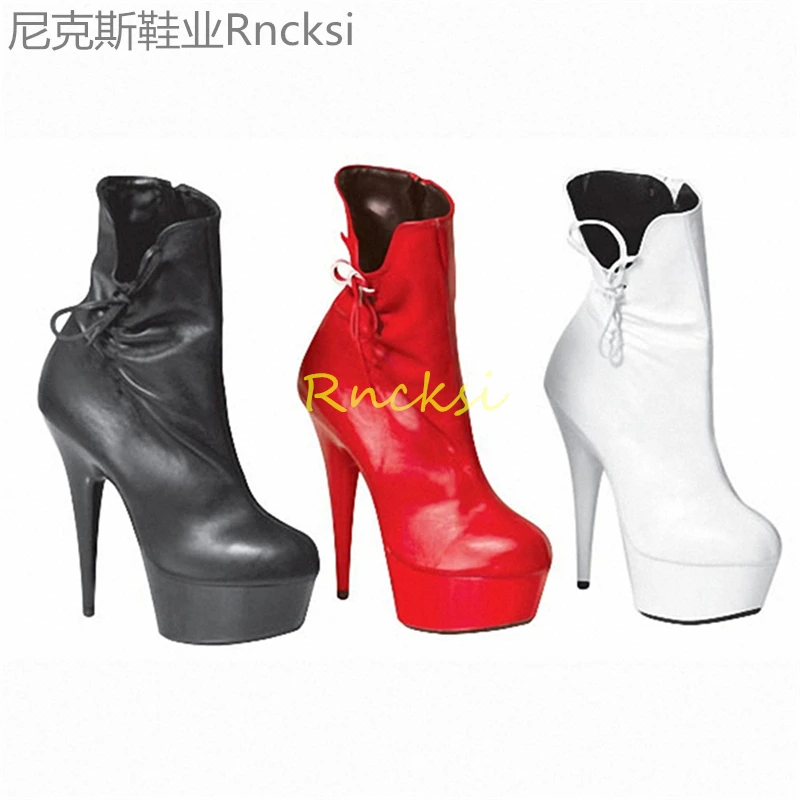 Rncksi 여성용 하이 앵클 부츠, 방수 플랫폼, 두꺼운 바닥, 얇은 힐, 섹시한..