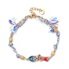 Bracelet poisson mignon en acier inoxydable pour femmes, corde colorée tissée à la main, style Boho, breloque, bijoux d'amitié populaires