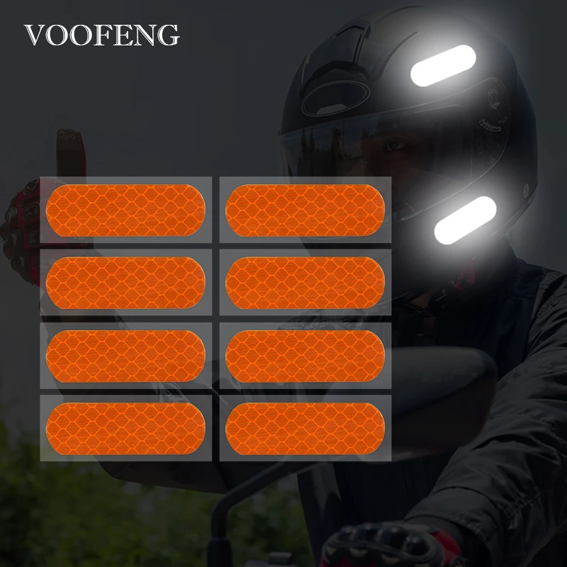 

VOOFENG 8 Pieces High Intensity Helmet Reflective Sticker Car Styling Decoration PET Warning Mark Road Safety RS-1400-10F-DZ