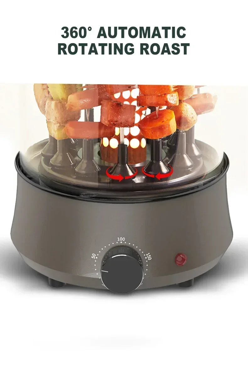 Electric Barbecue Grill Skewers Household Automatic Rotating Indoor Small Smokeless Barbecue Cup Temperature Adjustment 5