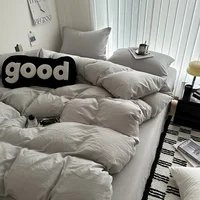 Ensemble de literie en coton massif, linge de lit avec drap, housse de couette, taies d'oreiller, drap de lit pour Couple, King, Queen, Double, taille 2