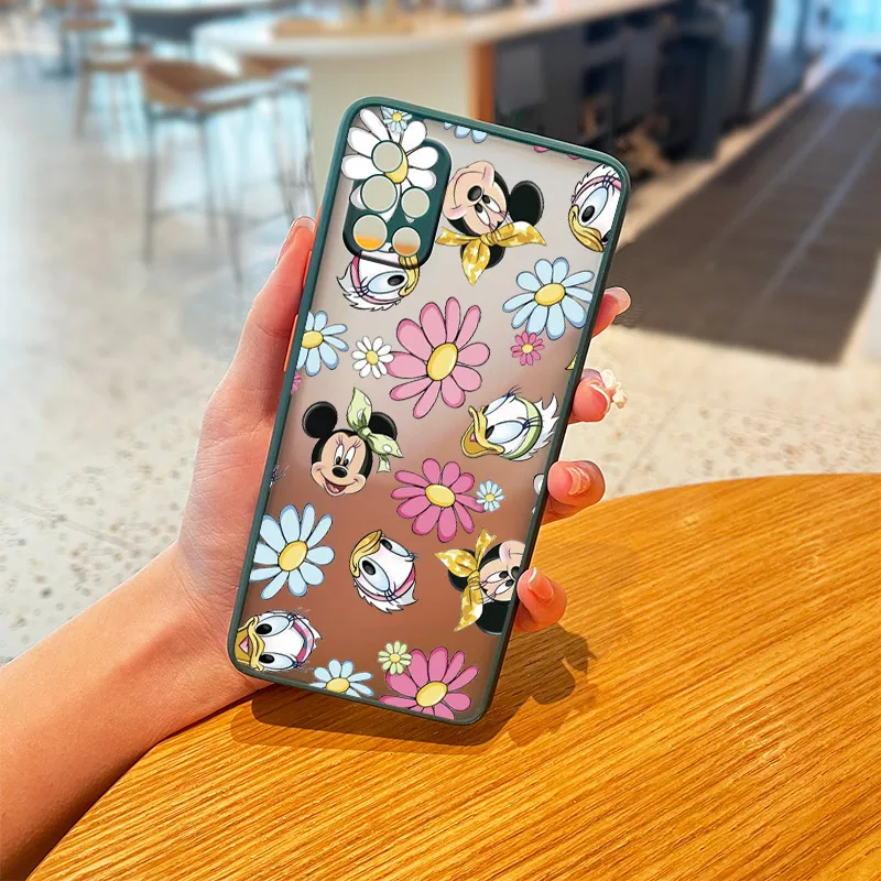 silicone cover with s pen Disney Minnie Bow For Samsung Galaxy A01 A12 A02S A21S A32 A42 A51 A50 A52 A70 A71 A72 Frosted Translucent Phone Case kawaii samsung cases