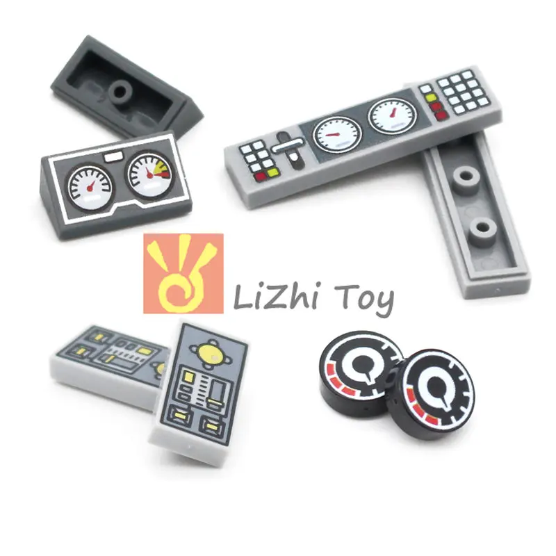 MOC DIY 벽돌 빌딩 블록 차량 제어 장비 데스크 패널 인쇄 호환 기계 버튼 98138 타일 라운드