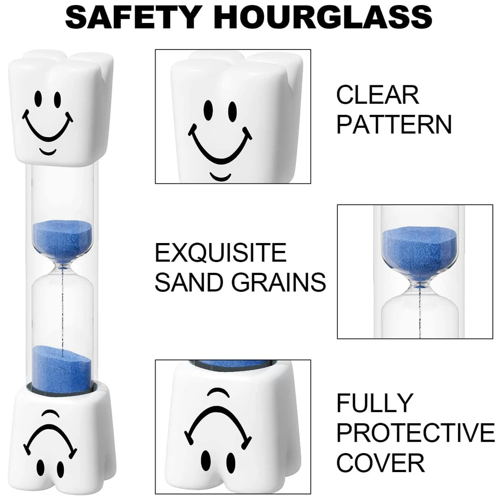2PCS 2Minute Smiling Face Tooth Brushing Hourglass Creative Sand Clock Toothbrush Timer Desktop Ornament For Children Kids sand timer