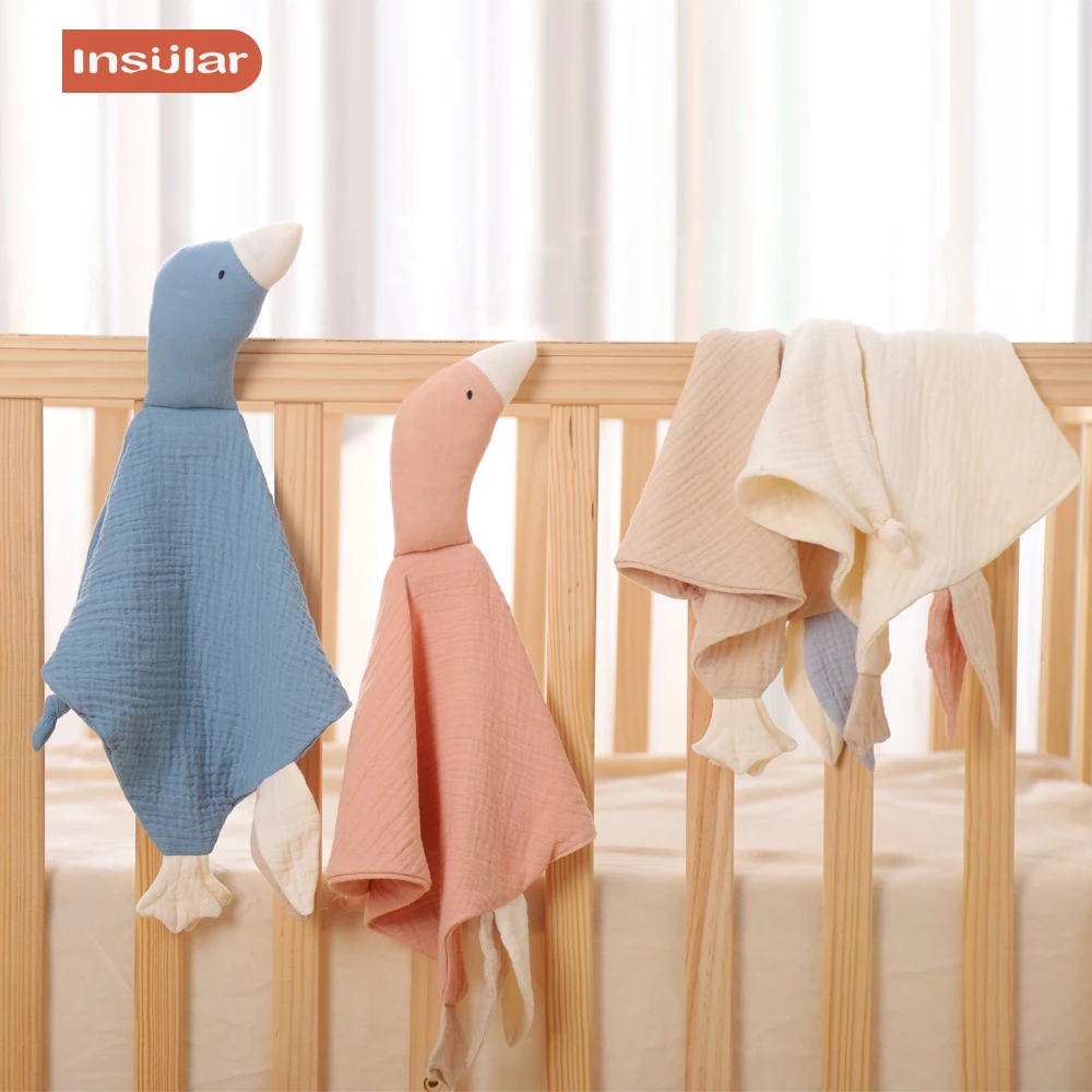 Baby Comforter Blanket Muslin Towel Insular Gauze New Born Soothe Appease Towel Soft Organic Cotton Goose Toy Ins Baby Comforter Lovely Muslin Security Blanket