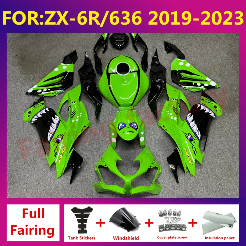 

New ABS Motorcycle full Fairing kit Fit For kawasaki ZX6R 636 ZX-6R 2019 2020 2021 2022 2023 fairings bodywork set green black