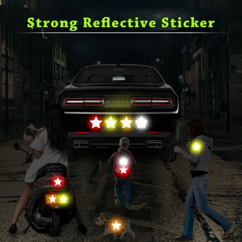 10pcs Car Bumper Reflective Safety Strip Stickers Car Star Reflective Sticker Reflective Vehicle Warning Safety Tape Waterproof