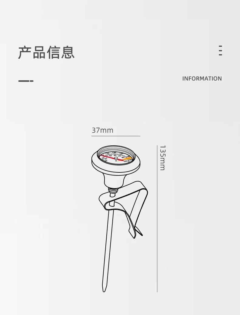 Description Picture 2 of itemMHW-3BOMBER 0 to100℃ Dial Thermometer for Coffee Pot Milk Frothing Jug Professional Cafe KitchenTemperature Measuring Tools