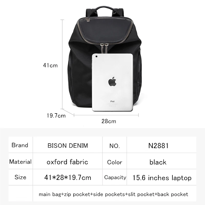BISON DENIM 2023 Fashion Casual Backpack Men Women Travel Backpack Outdoor Sport Shoulder School Bag Large Capacity Laptop Bag 5