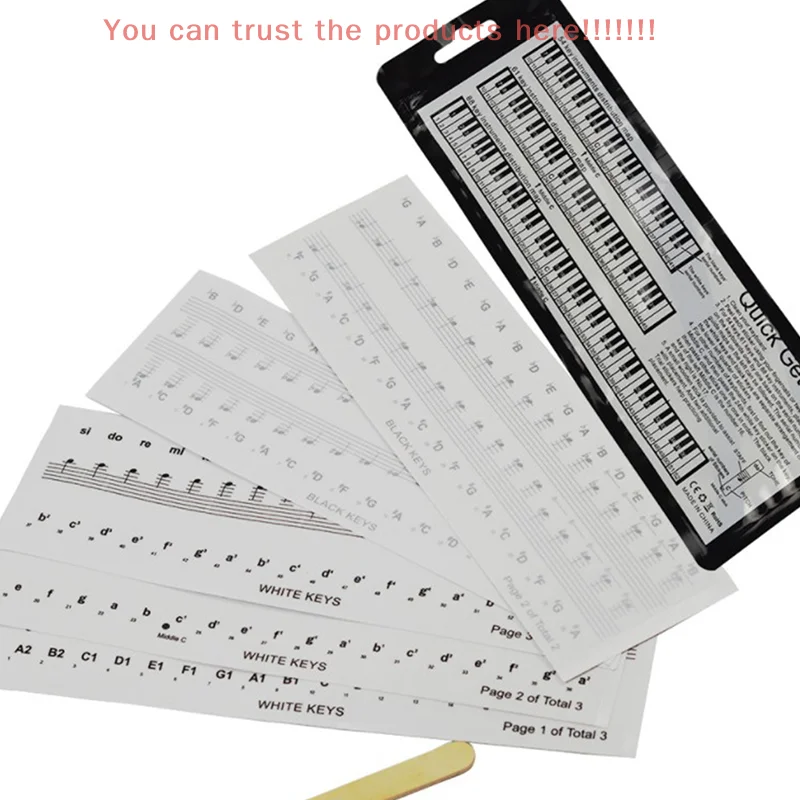 54/61/88 PVC Sticker Piano Stave Electronic Keyboard Name Note Sticker Accessories Key Piano Stickers Transparent Keyboard