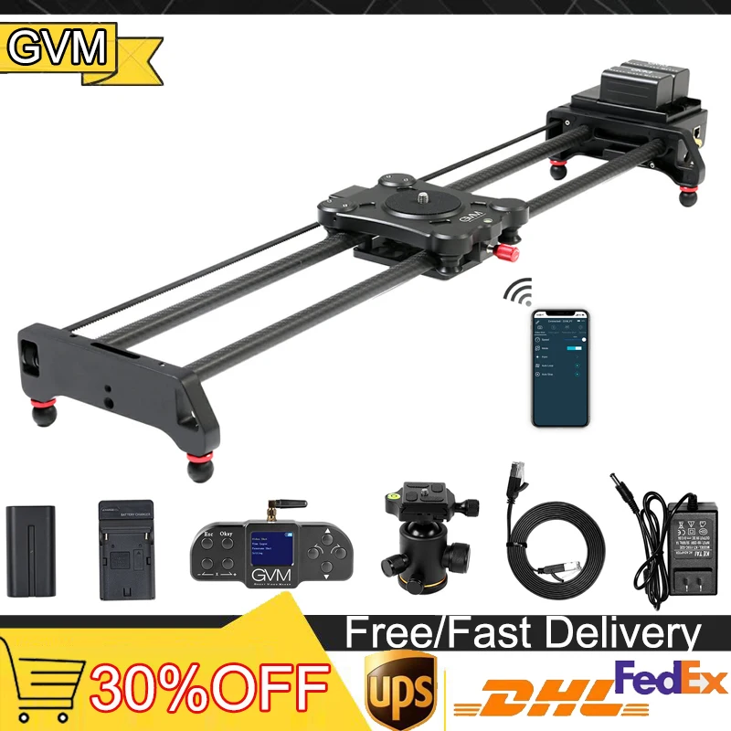Gvm Gt-80Wd Wireless Carbon Camera Slider Follow Focus Motorizzato App Control Delay Slider Track Rail Per Timelapse Photography